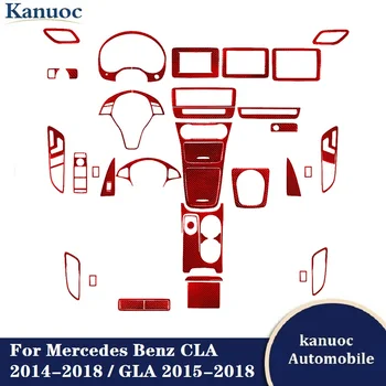 Красные наклейки из углеродного волокна, различные детали для Mercedes Benz CLA 2014-2018/GLA 2015-2018, декоративные аксессуары для интерьера автомобиля