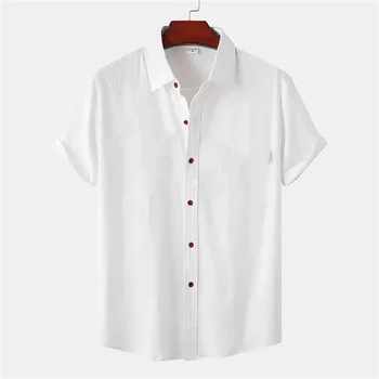 Мужская рубашка Весной и летом, простая однотонная мужская одежда, простая повседневная рубашка с короткими рукавами для отдыха