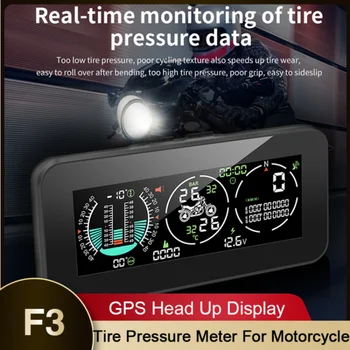 Головной дисплей мотоцикла F3 GPS Монитор давления в шинах Спидометр Цифровой Измеритель наклона Сигнализация Превышения скорости Компас Спутниковый HUD