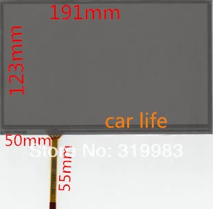 Черный 8-дюймовый 4-контактный стеклянный сенсорный экран с цифровым преобразователем объектива 191*123 192* 123 мм для автомобильного DVD-плеера GPS-навигации