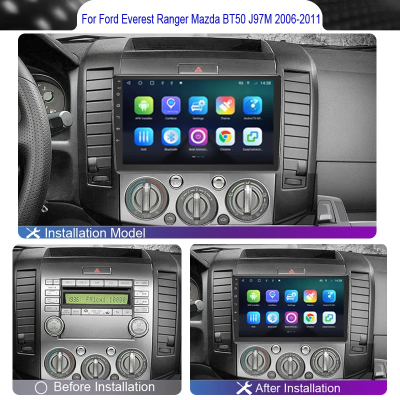 Дорожный 2 din Android Автомобильный Радиоприемник Мультимедийный Carplay Для Mazda BT50 J97M 2006 2007 2008 2009 2010 4G Wifi DVD GPS 2din Авторадио Изображение 1